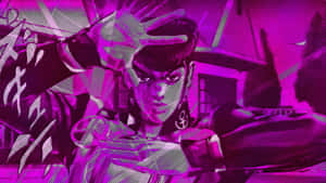 Josuke Higashikata Striking A Dynamic Pose On A Colorful, Energetic Background Wallpaper