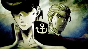 Josuke Higashikata Striking A Pose In An Intense Background Wallpaper