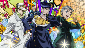 Josuke Higashikata Striking A Pose In His Iconic Outfit Wallpaper