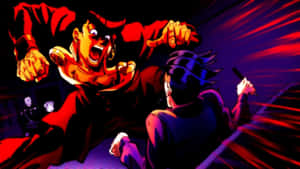 Josuke Higashikata Striking A Pose With His Stand, Crazy Diamond Wallpaper