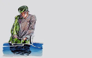 Josuke Higashikata Striking A Powerful Pose In High-quality Wallpaper Wallpaper