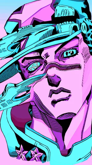 Jotaro Kujo Jojo Manga Pink And Teal Pop Art Wallpaper