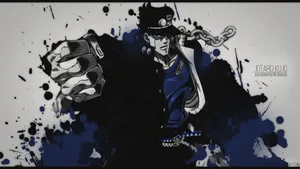 Jotaro Kujo Launches Himself Into Action Wallpaper