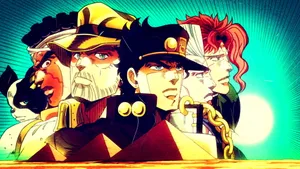 Jotaro Kujo Posing Confidently In An Action-packed Scene Wallpaper