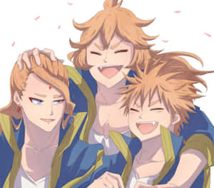 Joyful Anime Trio Laughter Wallpaper