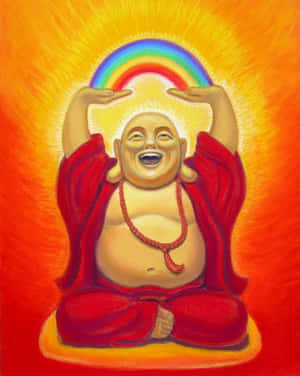 Joyful Buddha Rainbow Art Wallpaper