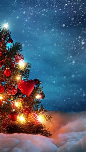 Joyful Christmas Snowfall On Iphone Wallpaper