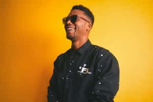 Joyful Man Yellow Backdrop Wallpaper