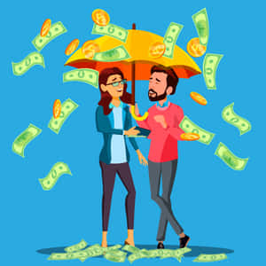 Joyful Money Shower Illustration Wallpaper