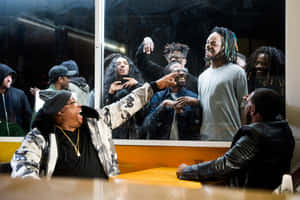 Joyful Reunionat Food Joint Wallpaper