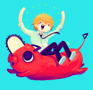 Joyful_ Ride_with_ Pochita Wallpaper