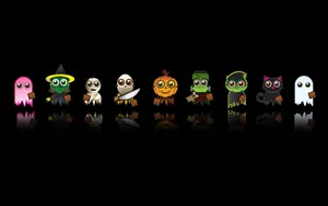 Joyful Trick-or-treaters In Spooky Costumes Wallpaper