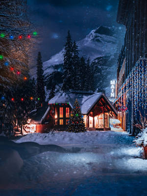 Joyful Winter Christmas With Snow Wallpaper