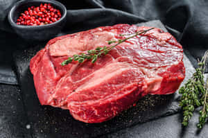 Juicy Raw Red Meat On A Cutting Board Wallpaper