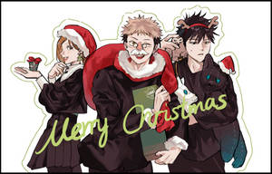 Jujutsu Kaisen 4k Christmas Themed Poster Wallpaper