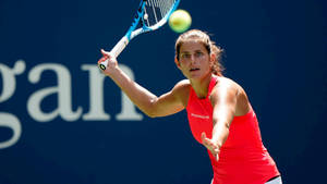 Julia Goerges Skillfully Waiting To Return The Incoming Tennis Ball Wallpaper