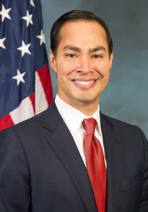 Julian Castro Formal Portrait Us Flag Wallpaper