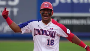 Julio Rodriguez Dominican Baseball Player Celebration Wallpaper
