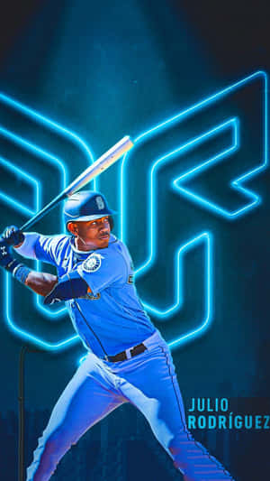 Julio Rodriguez Neon Batting Pose Wallpaper