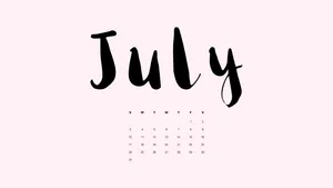 July Calendar Aesthetic Pink Background Wallpaper