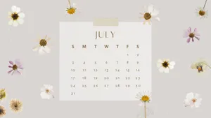 July Floral Calendar Aesthetic.jpg Wallpaper