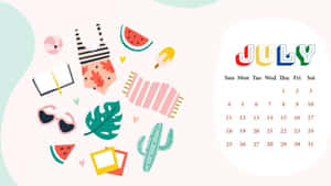 July Summer Aesthetic Calendar Wallpaper