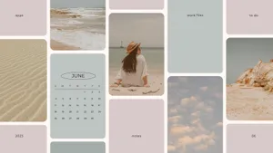 June Beach Aesthetic Collage Wallpaper