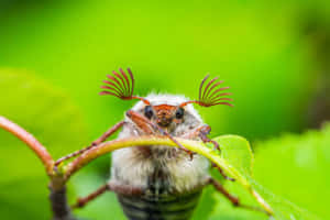 June Bug Close Up Green Background Wallpaper