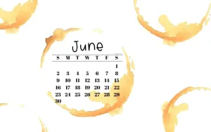 June Coffee Stain Calendar Desktop Wallpaper Wallpaper