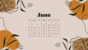 June Floral Calendar Design Wallpaper