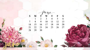 June Floral Desktop Calendar Wallpaper