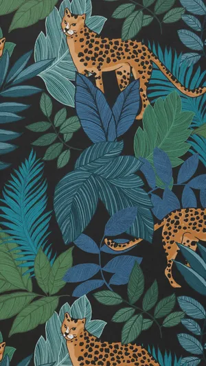 Jungle Print With Leopards Wallpaper