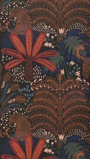 Jungle Print With Leopards Wallpaper