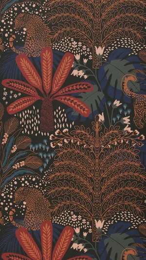 Jungle Print With Leopards Wallpaper