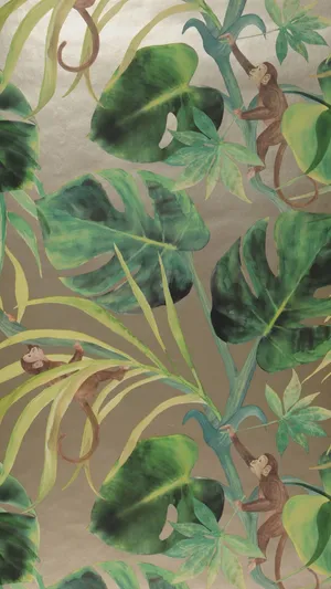 Jungle Print With Monkeys Wallpaper