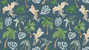 Jungle Print With Pegasus Wallpaper