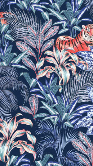 Jungle Print With Tiger Wallpaper