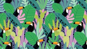 Jungle Print With Toucans Wallpaper