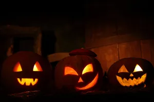 'just In Time For Halloween, Carved Pumpkins Illuminated By A Full Moon' Wallpaper