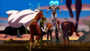 Justice League Members Unite In Throne Of Atlantis Movie Wallpaper