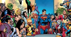 Justice League Unlimited Team In Action Wallpaper