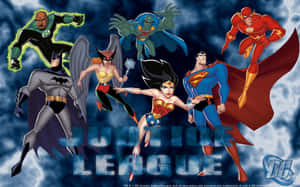 Justice League Unlimited Team In Action Wallpaper
