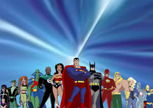 Justice League Unlimited Team In Action Wallpaper