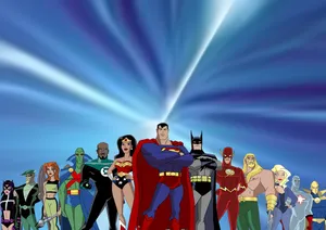 Justice League Unlimited Team In Action Wallpaper