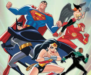 Justice League Unlimited Team In Action Wallpaper