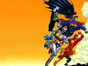 Justice League Unlimited Team In Action Wallpaper