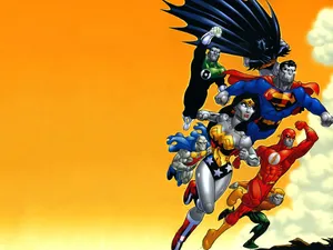 Justice League Unlimited Team In Action Wallpaper
