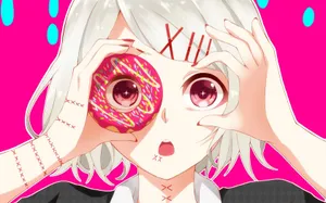 Juuzou Tokyo Ghoul 4k With Donut On Eye Wallpaper