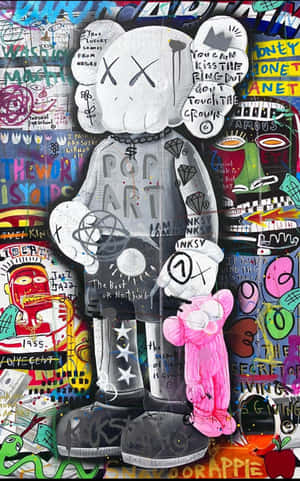 K A W S Character Graffiti Artwork Wallpaper