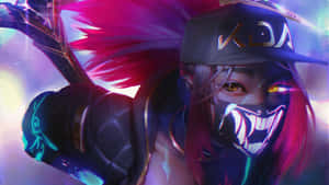 K D A Akali Smilingwith Graffiti Mask Wallpaper